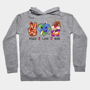 Peace Love Book Teacher Teaching Skull Hoodie